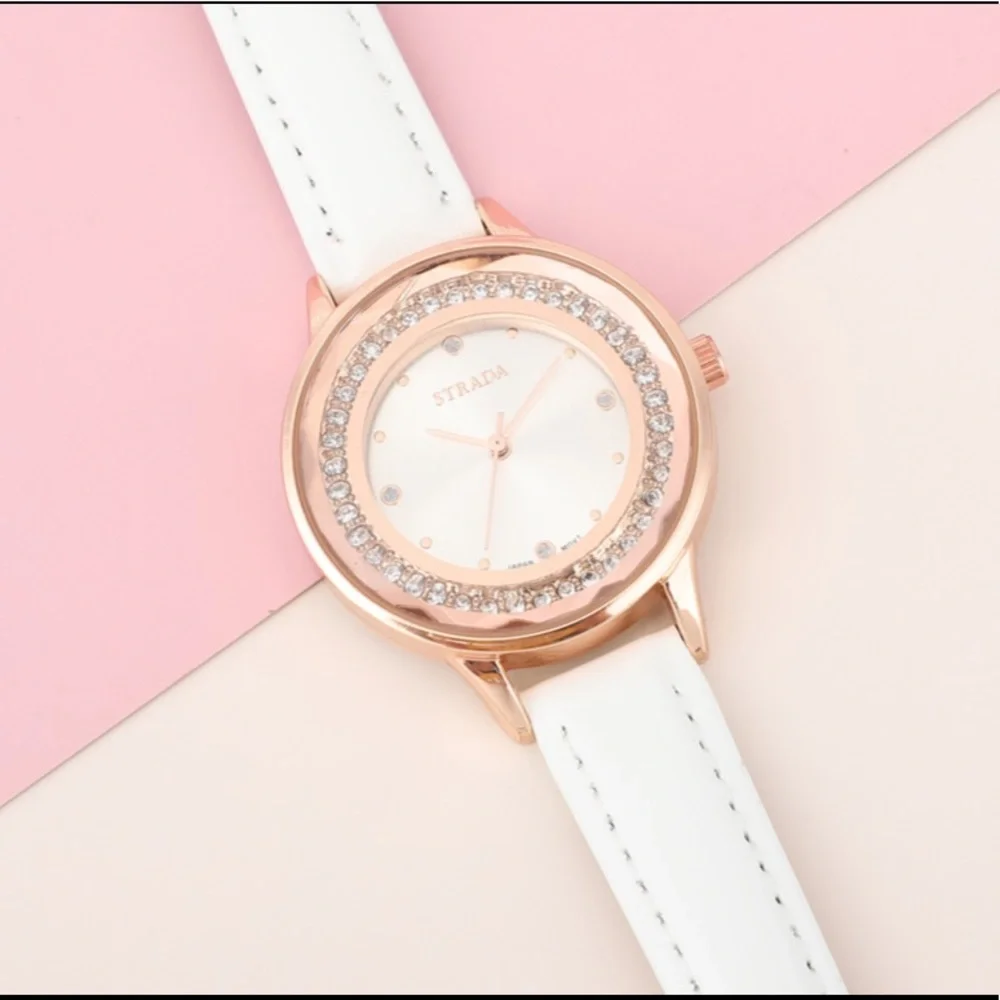 White Watch with White Austrian Crystals
